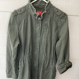 Elle Military Style Army Green Cotton Twill Jacket Size L
